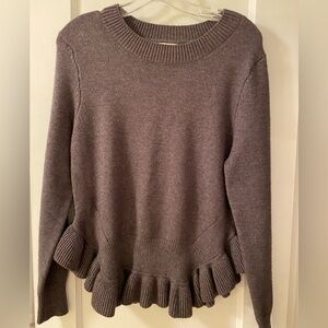 Women's Ruffled Hem Sweater - Gray